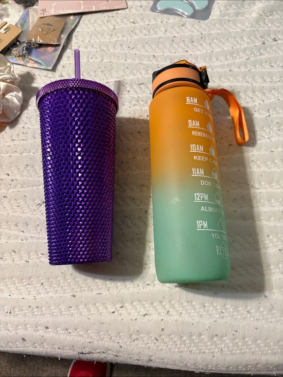 Other - Purple Textured Tumbler & Orange-Green Gradient Water Bottle